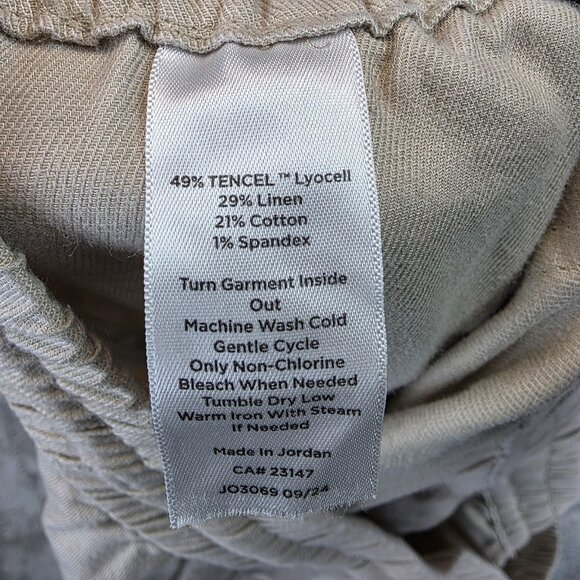 Talbots Pants Womens 2X Beige Linen Tencel Blend Drawstring Elastic Tapered - Picture 10 of 10